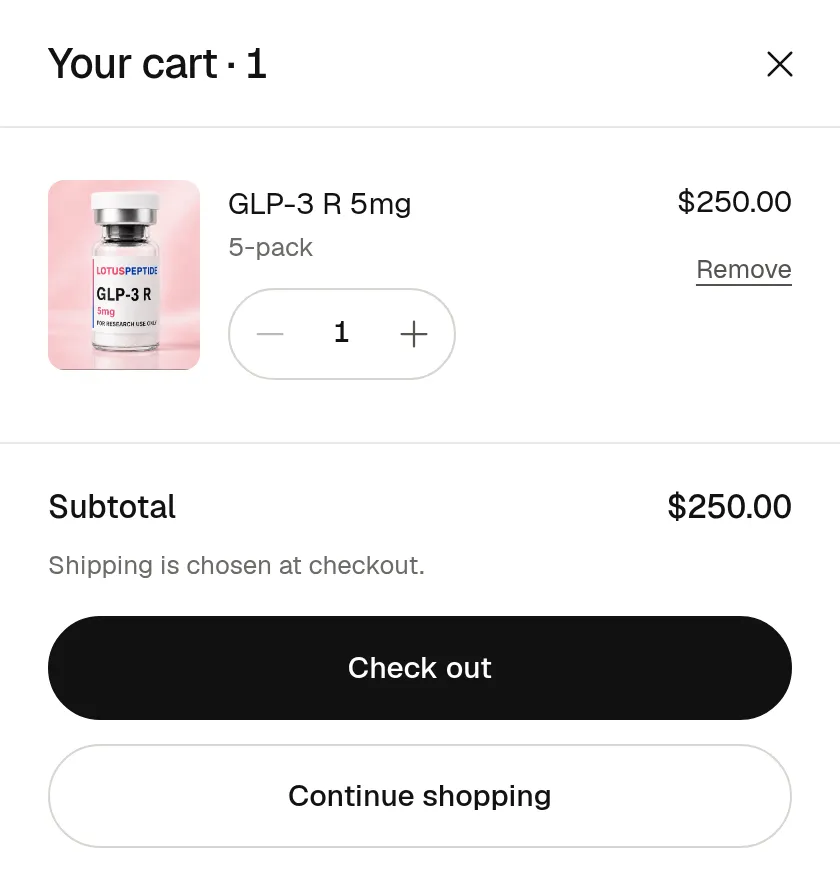 The cart in an example partner shop: one 5-pack, its subtotal and the Check out button